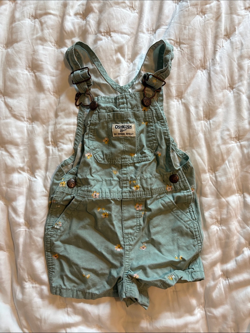 OshKosh B'gosh Mint Green Floral Overalls